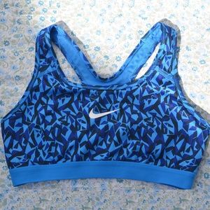 Nike Dri-Fit Sports Bra Blue Geometric Print Med